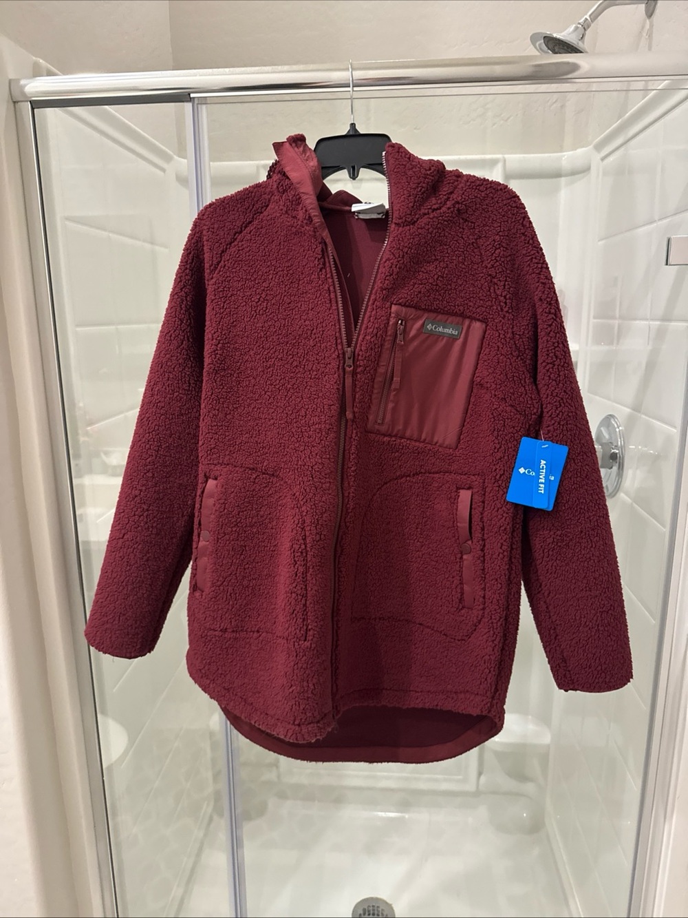 Columbia Burgundy Sherpa Fleece Jacket with Hood